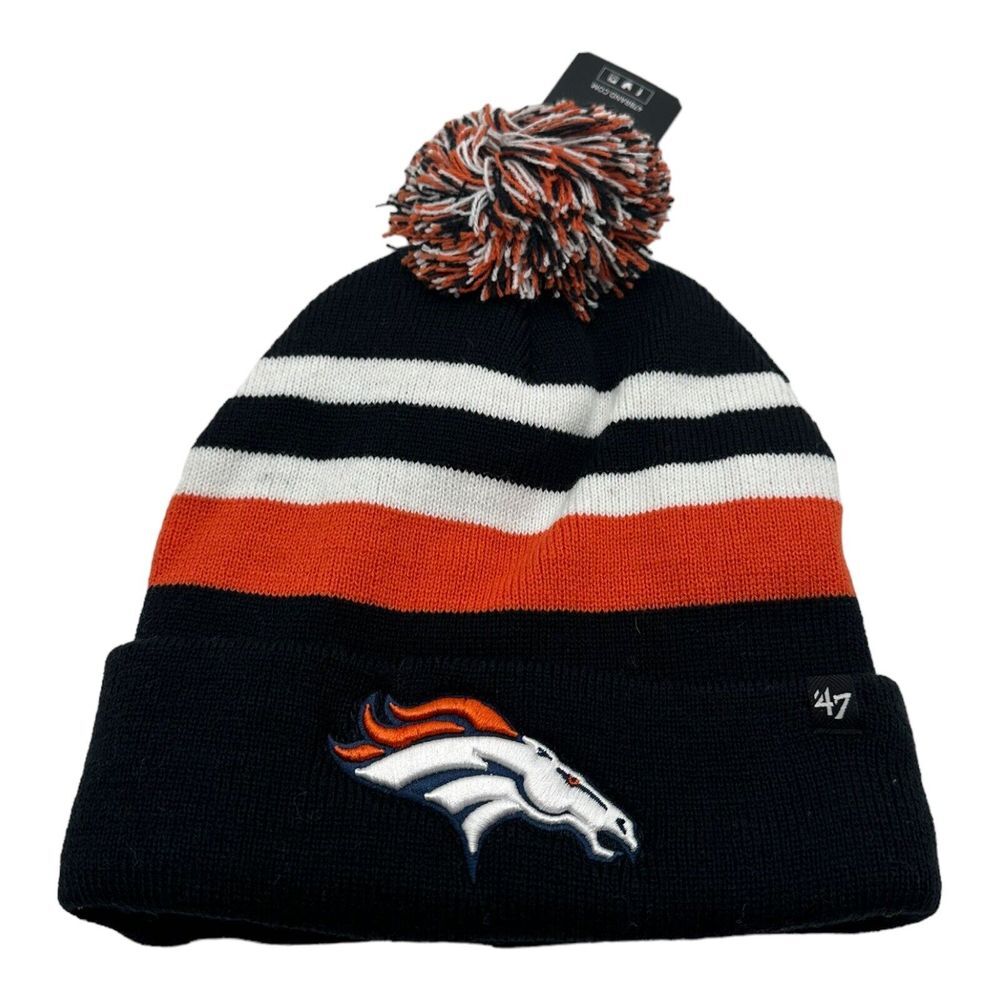 '47 Brand Denver Broncos Beanie Hat Cuff Knit Pom Adult Cap Hat NFL Football New